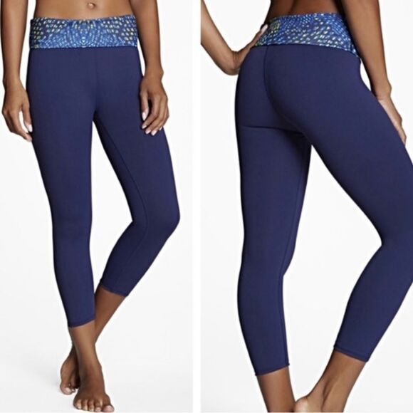 Fabletics Women L Salar Fold Over Waist Yoga Pant‎ Dark Blue - Picture 1 of 10